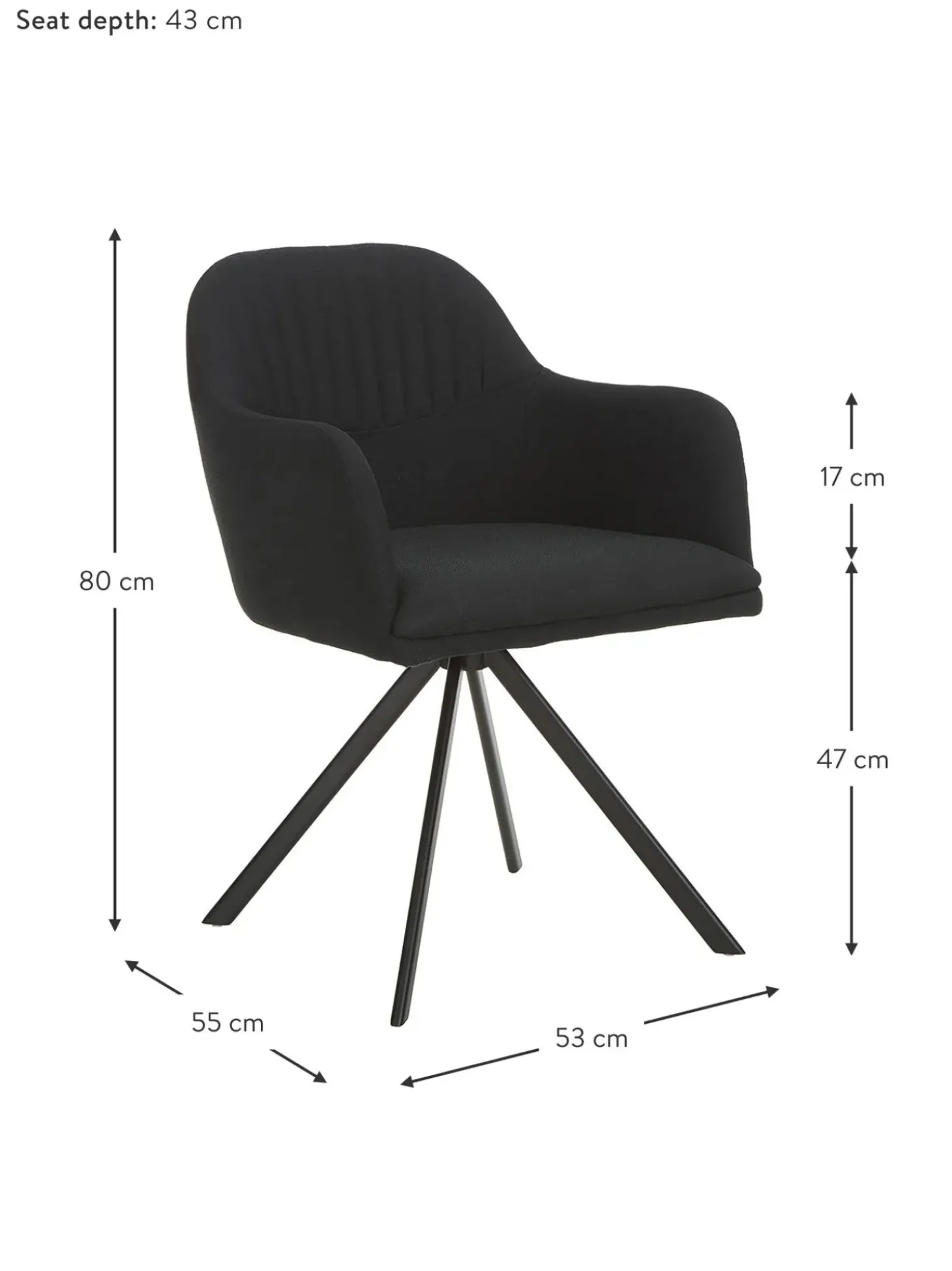 Silla Giratoria Con Reposabrazos Tapizada Lola