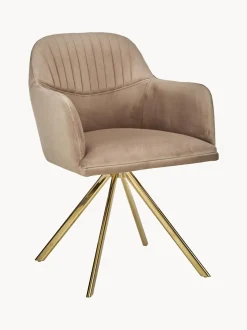 Silla Giratoria Con Reposabrazos De Terciopelo Lola