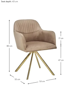 Silla Giratoria Con Reposabrazos De Terciopelo Lola