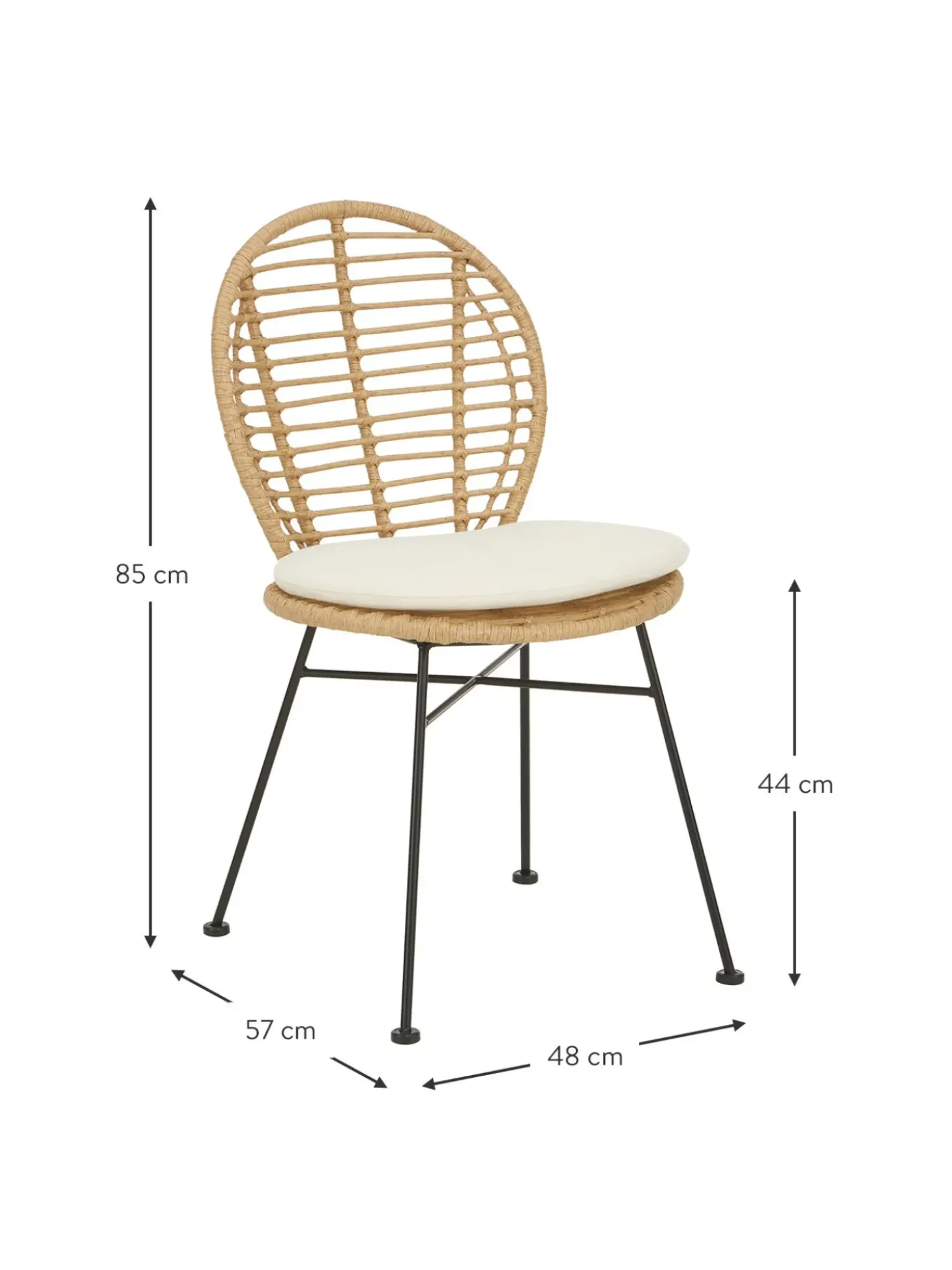 Sillas De Ratan Con Cojin Cordula, 2 Uds.