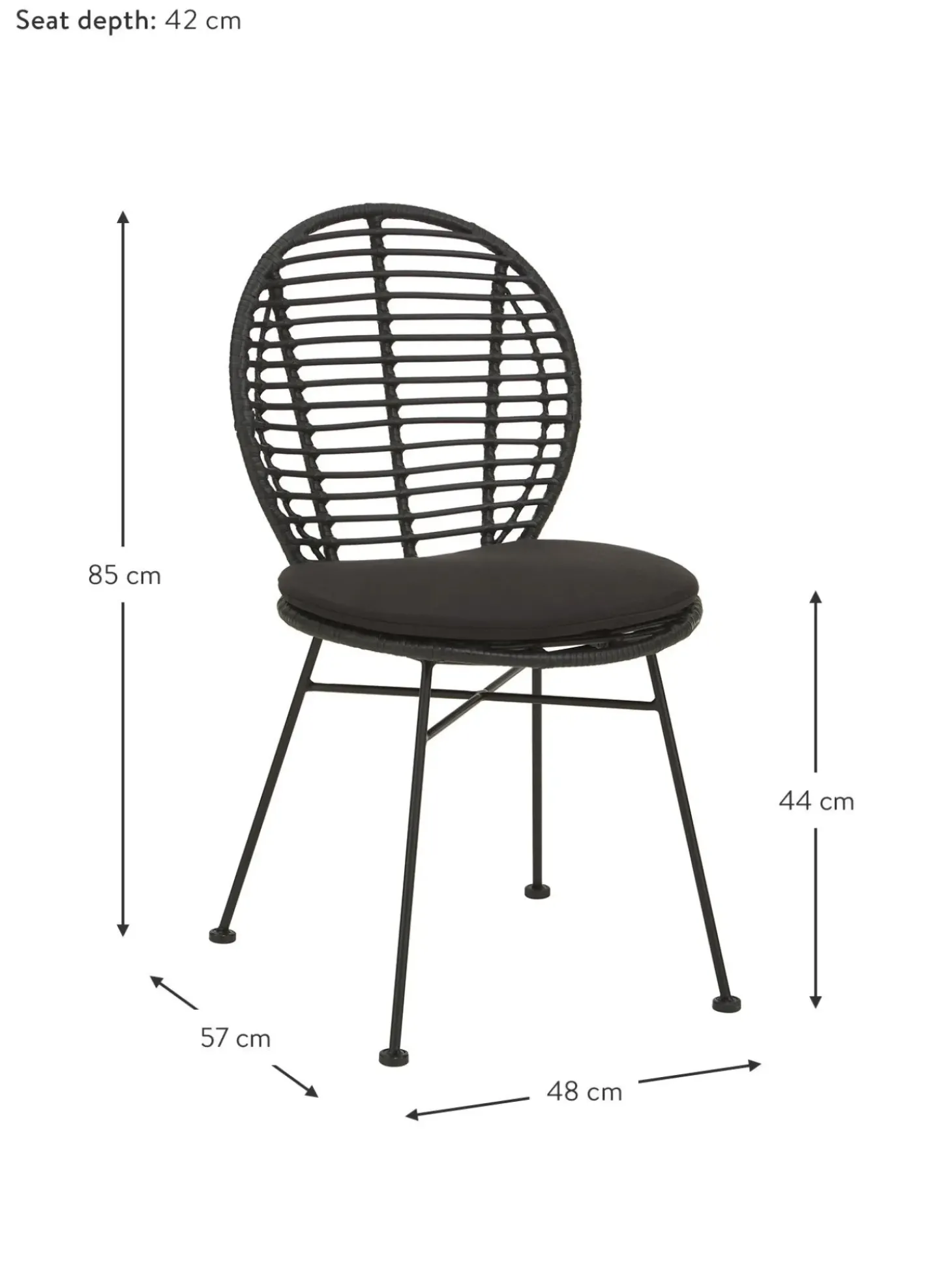 Sillas De Ratan Con Cojin Cordula, 2 Uds.