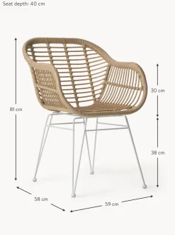 Sillas De Ratan Con Reposabrazos Costa, 2 Uds.