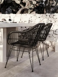 Sillas De Ratan Con Reposabrazos Costa, 2 Uds.