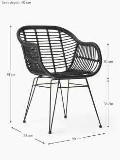 Sillas De Ratan Con Reposabrazos Costa, 2 Uds.