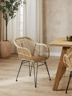 Sillas De Ratan Con Reposabrazos Costa, 2 Uds.