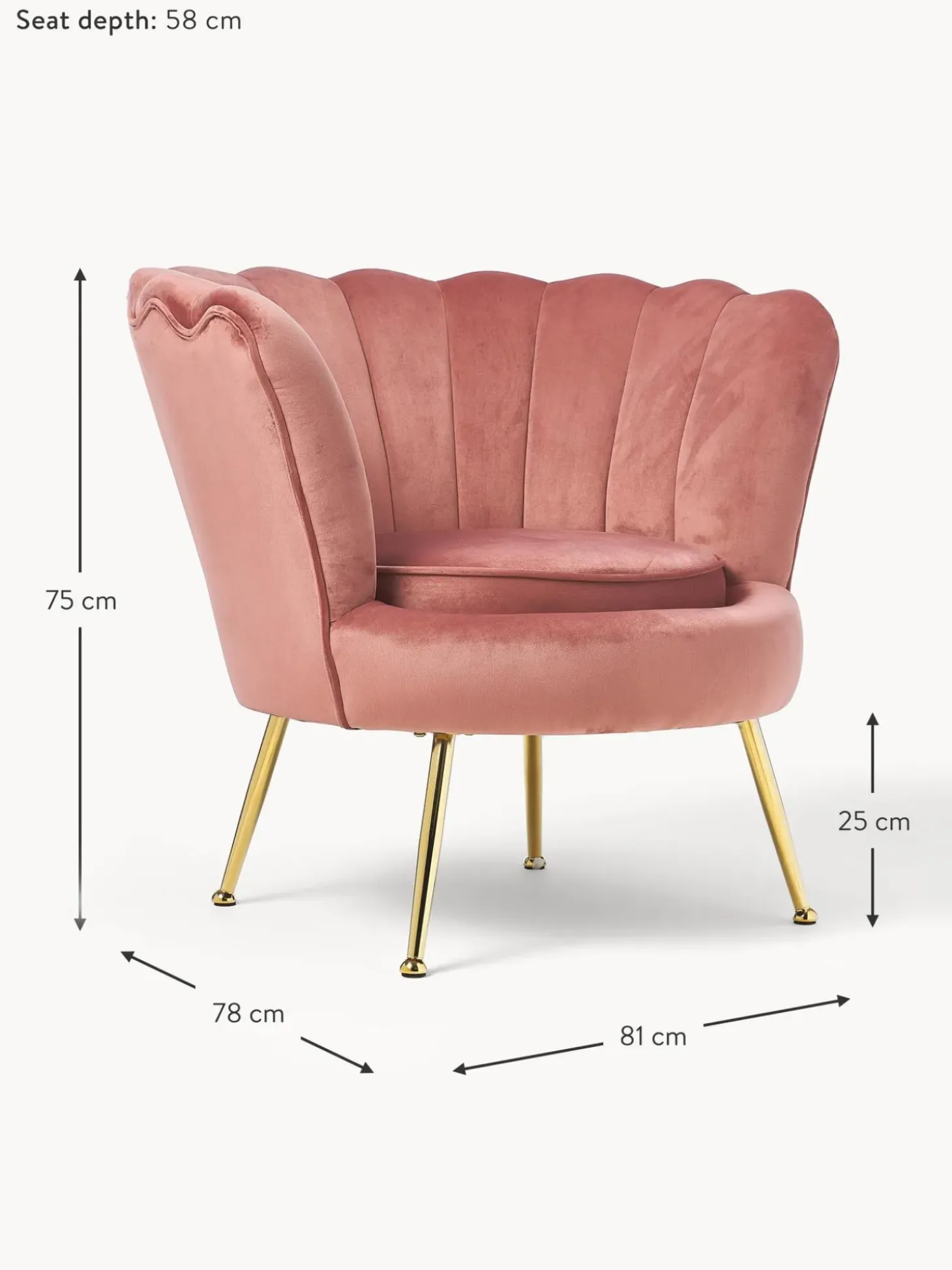 Sillon Coctel De Terciopelo Oyster