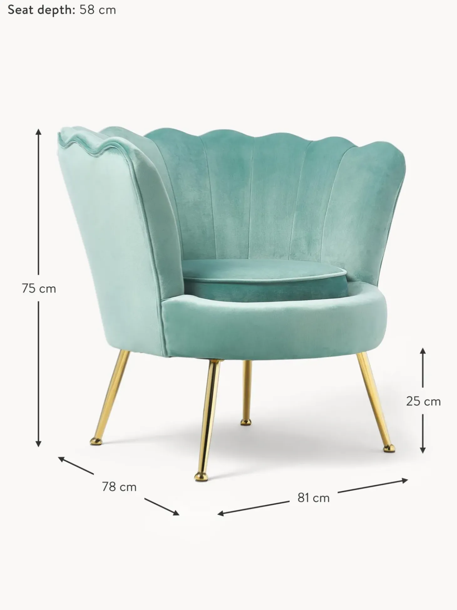 Sillon Coctel De Terciopelo Oyster