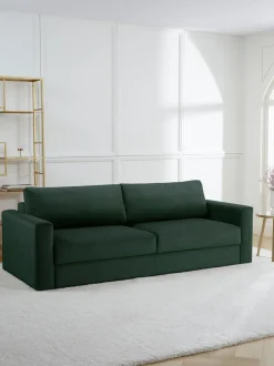 Sofa Cama De Terciopelo Tasha (3 Plazas), Con Espacio De Almacenamiento