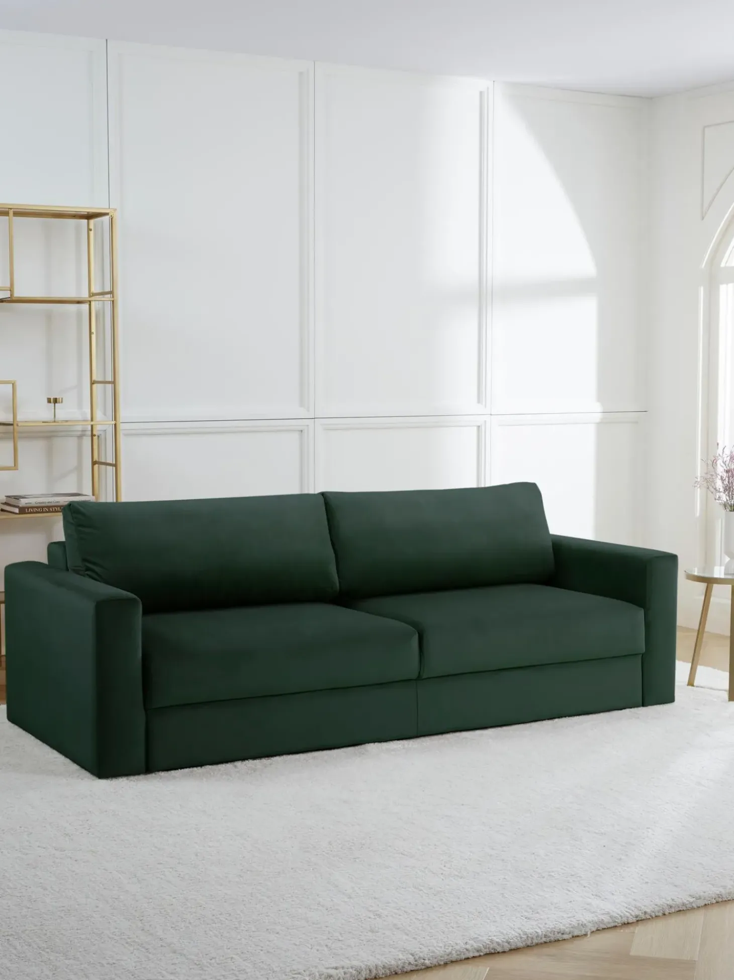 Sofa Cama De Terciopelo Tasha (3 Plazas), Con Espacio De Almacenamiento