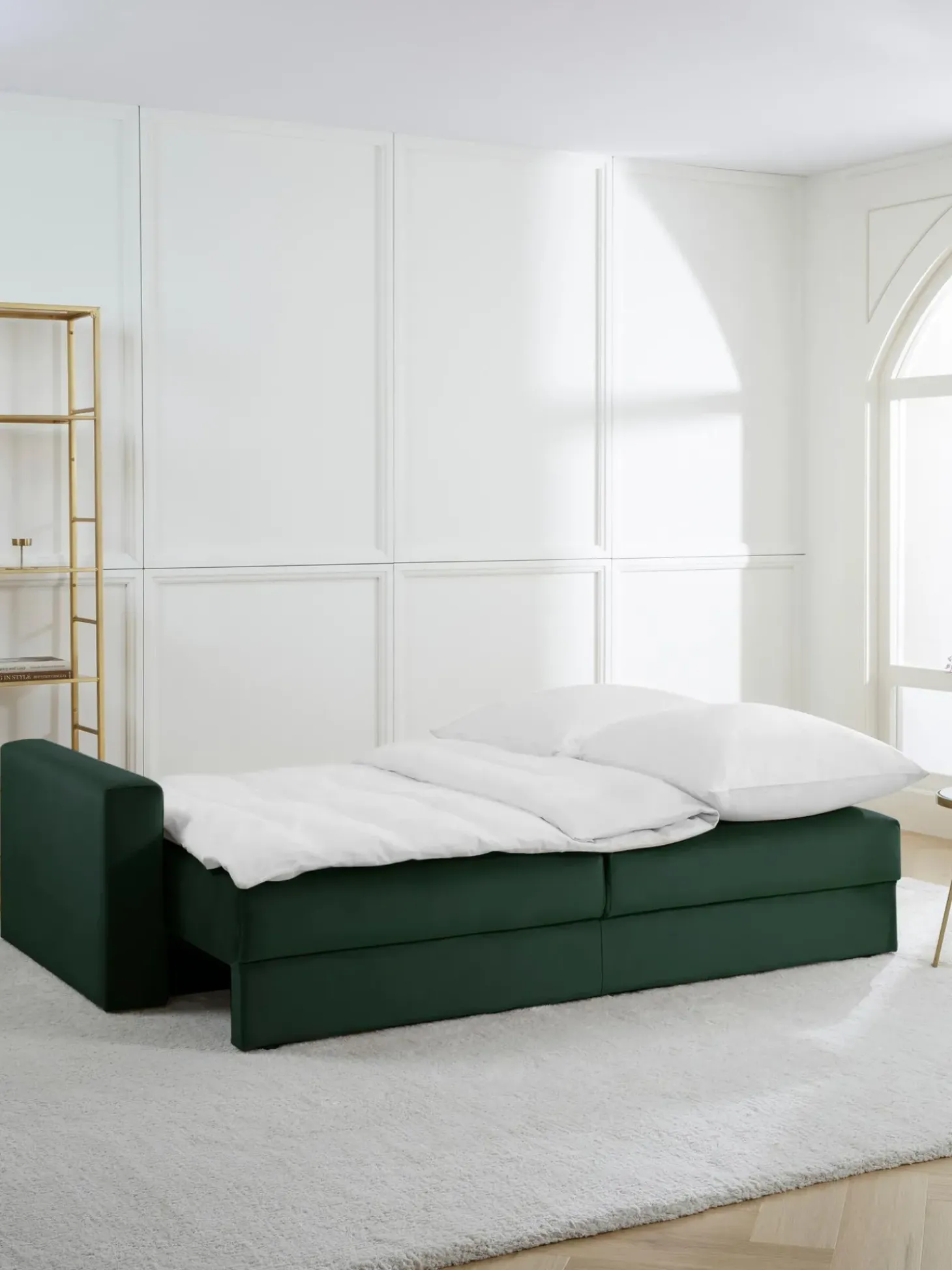 Sofa Cama De Terciopelo Tasha (3 Plazas), Con Espacio De Almacenamiento