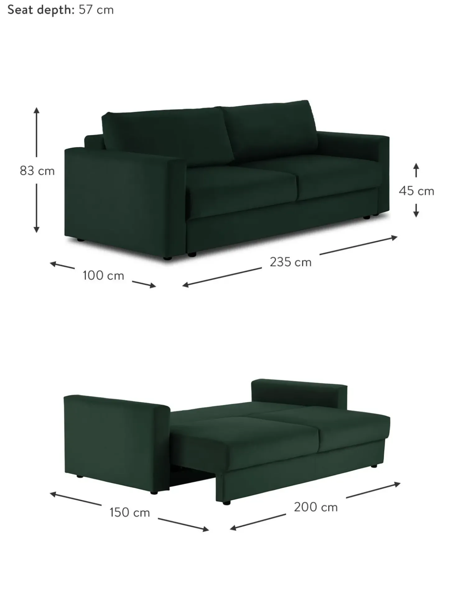 Sofa Cama De Terciopelo Tasha (3 Plazas), Con Espacio De Almacenamiento