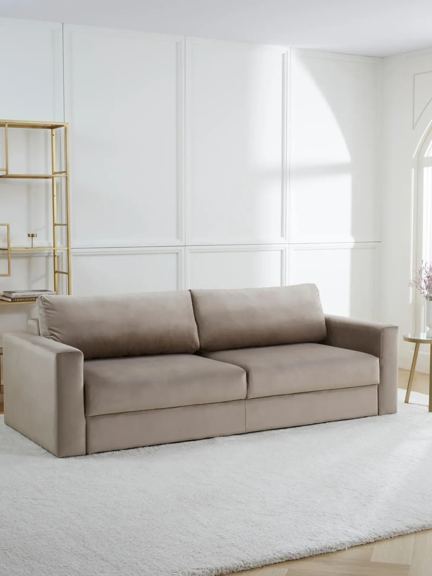 Sofa Cama De Terciopelo Tasha (3 Plazas), Con Espacio De Almacenamiento