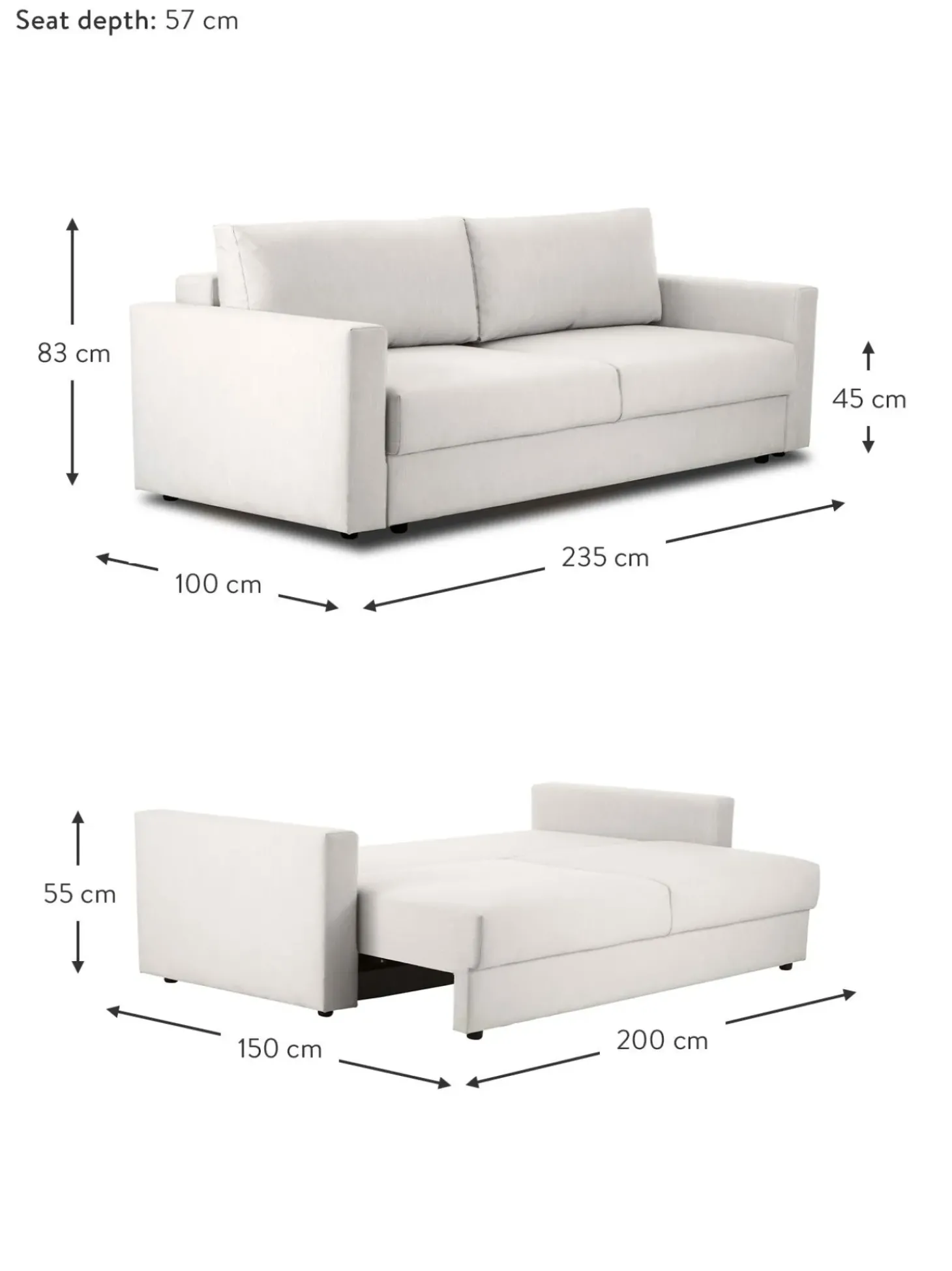 Sofa Cama Tasha (3 Plazas), Con Espacio De Almacenamiento