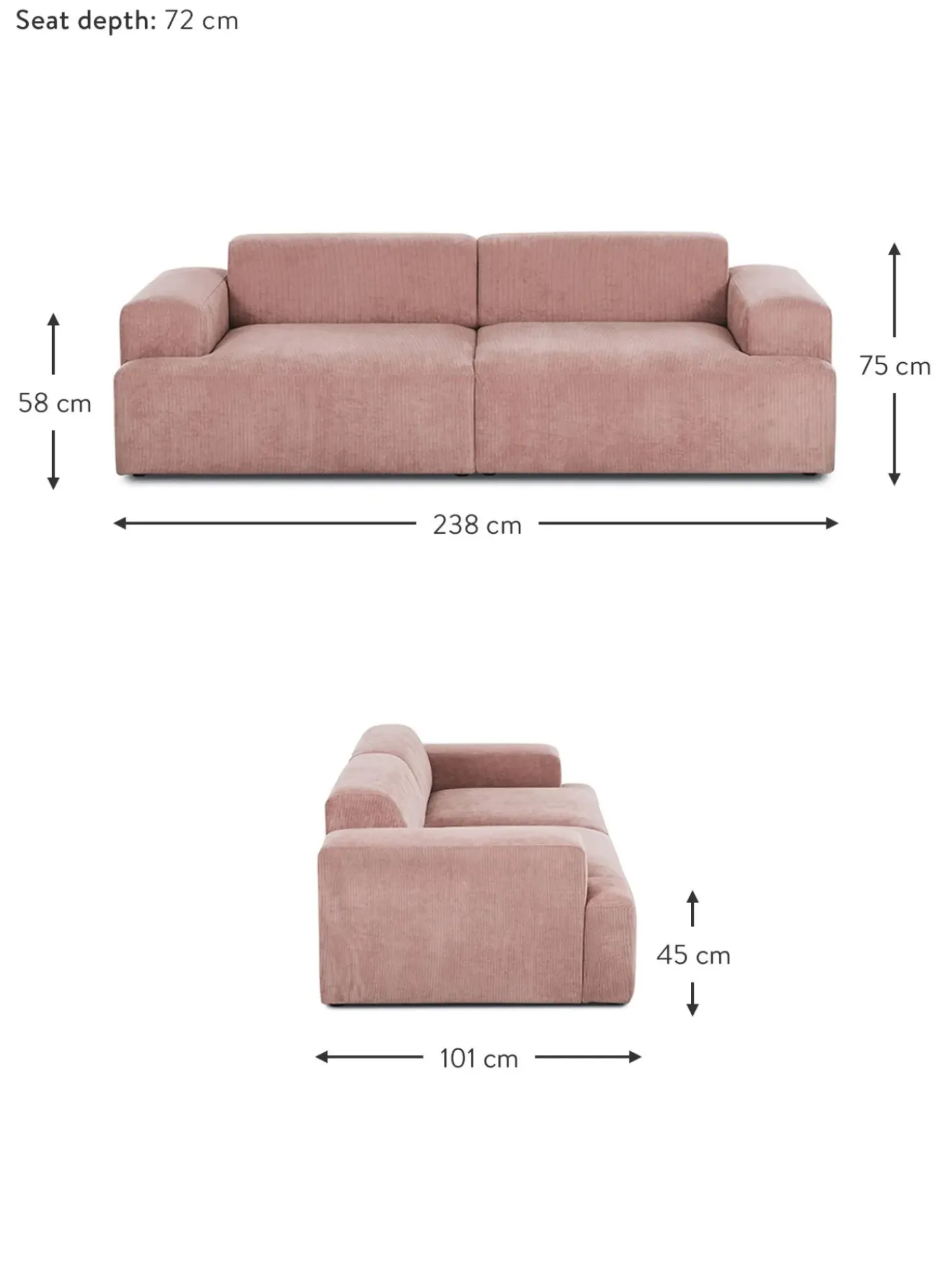 Sofa De Pana Melva (3 Plazas)