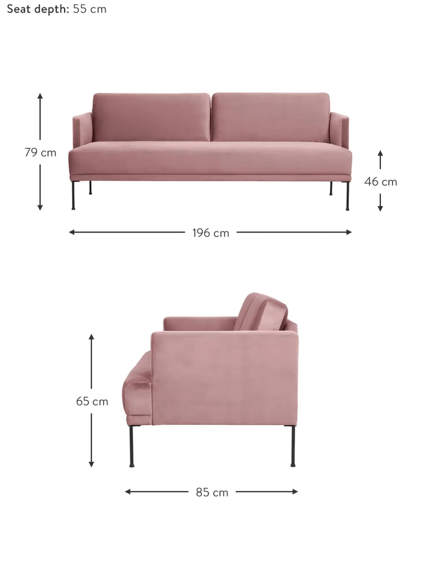 Sofa De Terciopelo Fluente (3 Plazas)