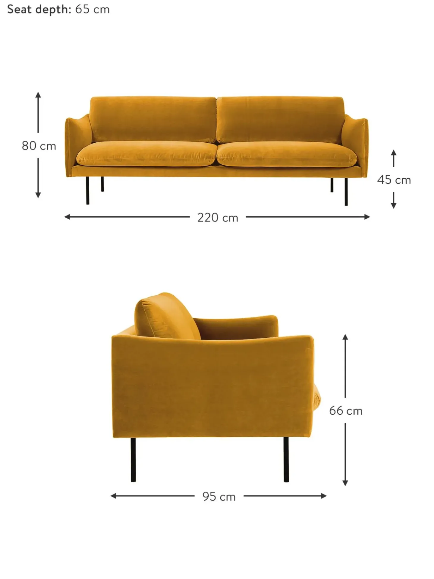Sofa De Terciopelo Moby (3 Plazas)
