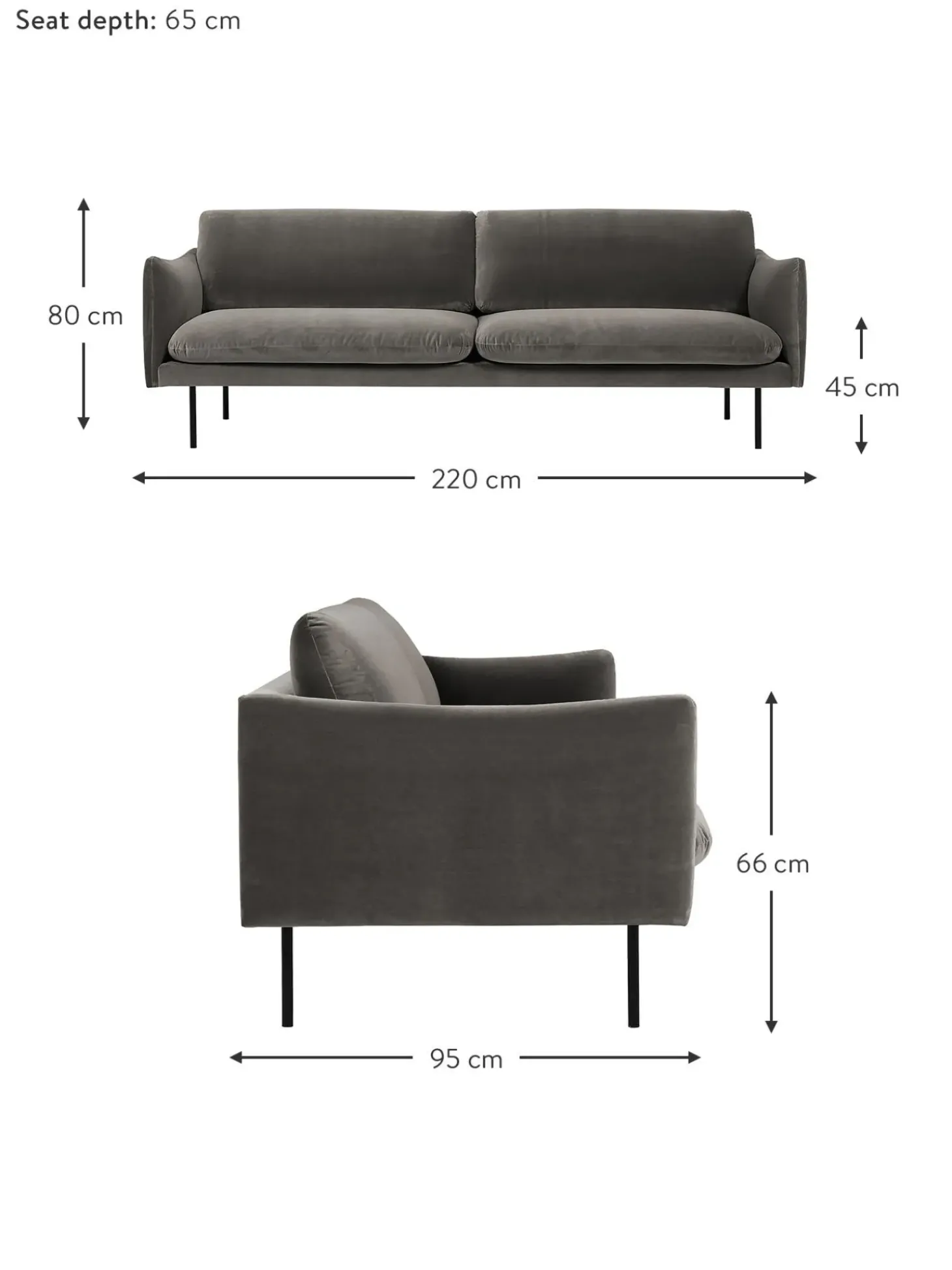 Sofa De Terciopelo Moby (3 Plazas)