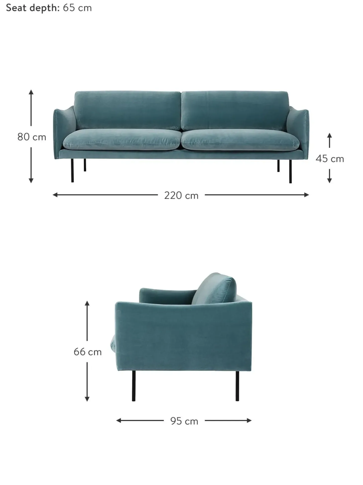 Sofa De Terciopelo Moby (3 Plazas)