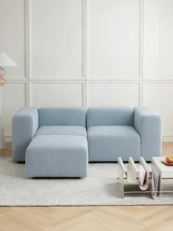 Sofa Modular Boucle Lena (3 Plazas), Con Reposapies