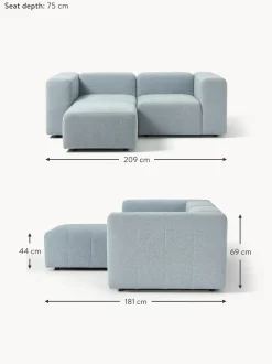 Sofa Modular Boucle Lena (3 Plazas), Con Reposapies