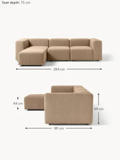 Sofa Modular Boucle Lena (4 Plazas), Con Reposapies