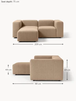 Sofa Modular Boucle Lena (3 Plazas), Con Reposapies