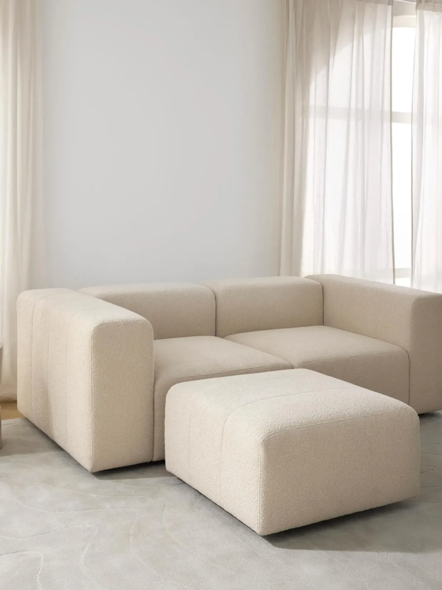 Sofa Modular Boucle Lena (3 Plazas), Con Reposapies