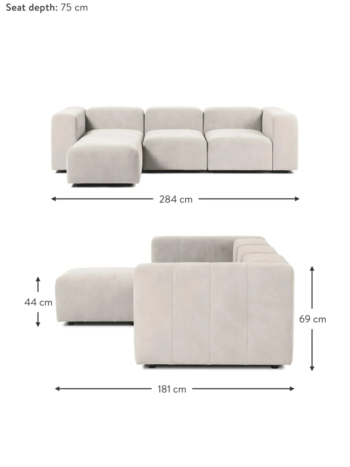 Sofa Modular Con Reposapies Lena (4 Plazas)