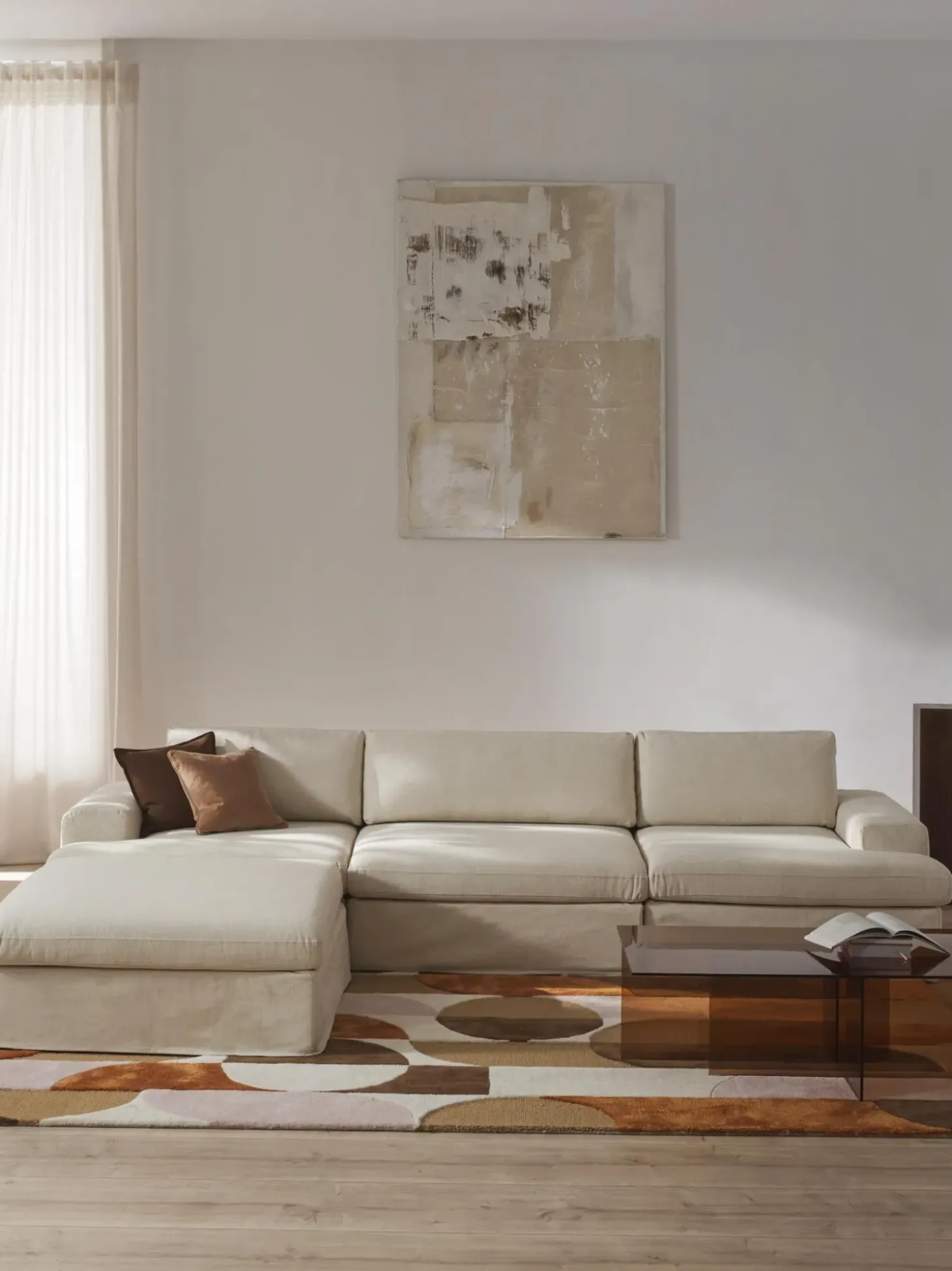 Sofa Modular Con Reposapies Russell (4 Plazas), Desenfundable