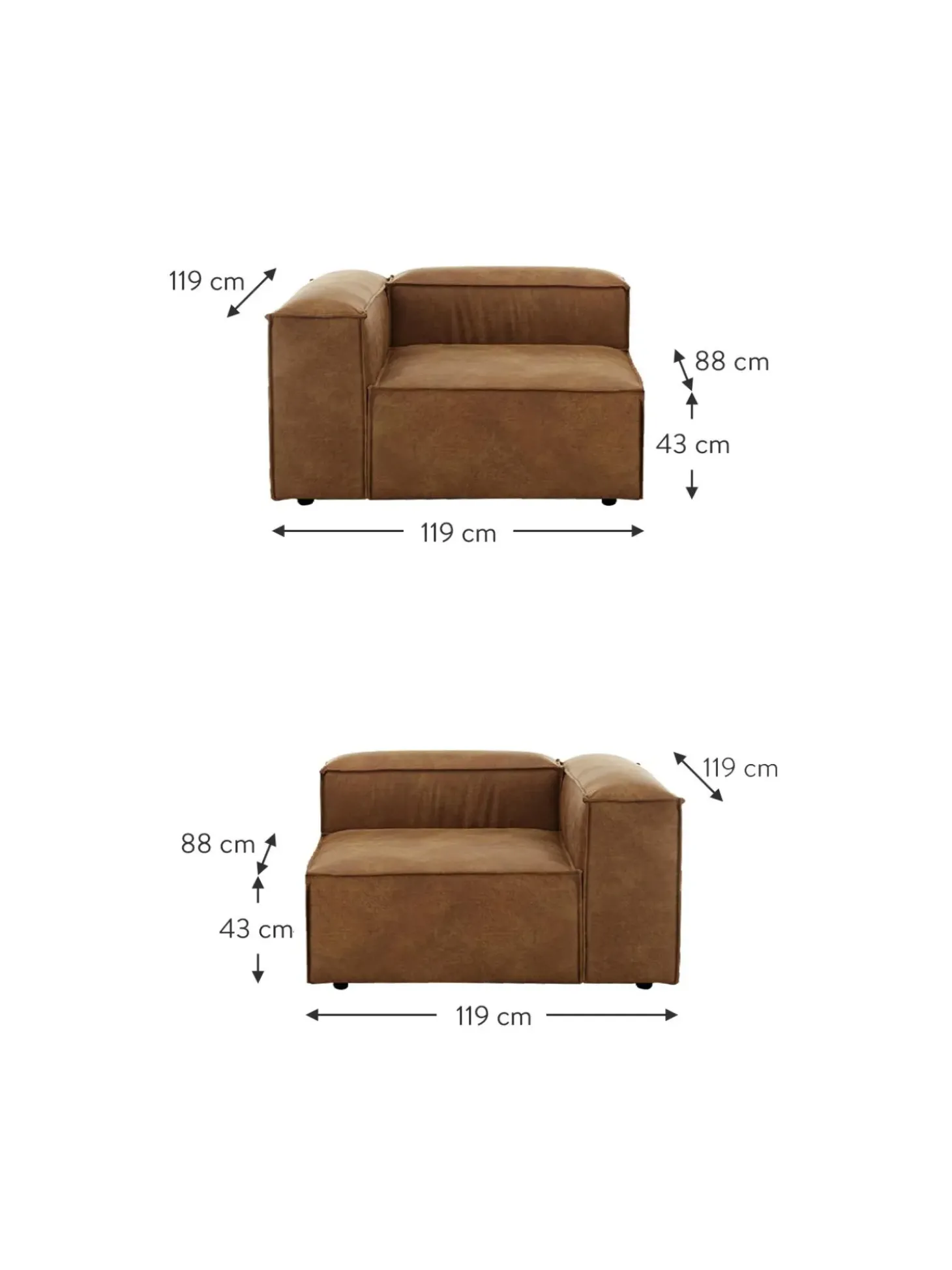 Sofa Modular De Cuero Lennon (3 Plazas)