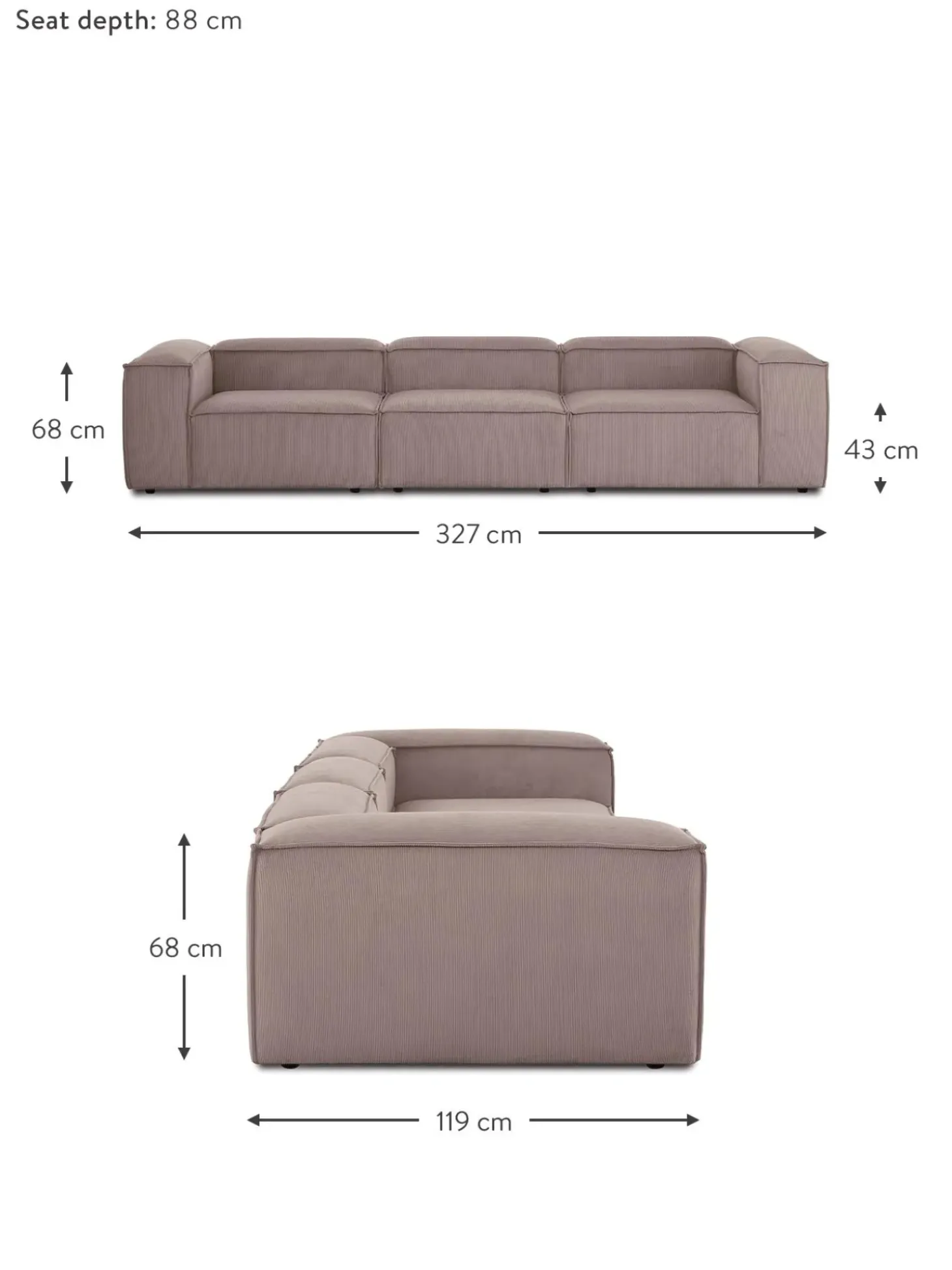 Sofa Modular De Pana Lennon (4 Plazas)