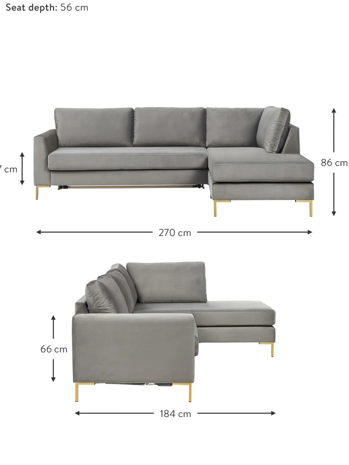 Sofa Rinconera Cama De Terciopelo Luna (3 Plazas), Con Colchon