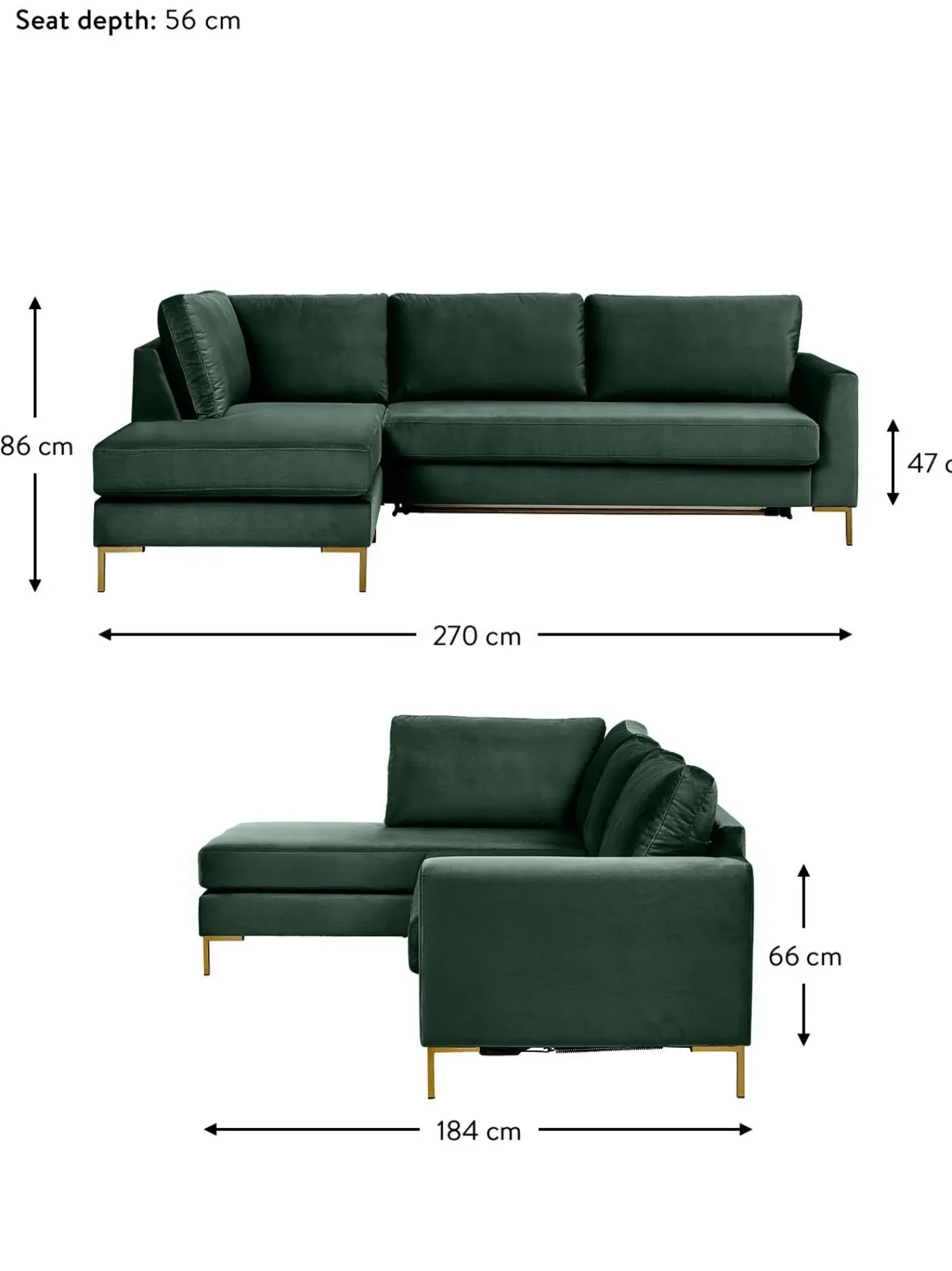 Sofa Rinconera Cama De Terciopelo Luna (3 Plazas), Con Colchon