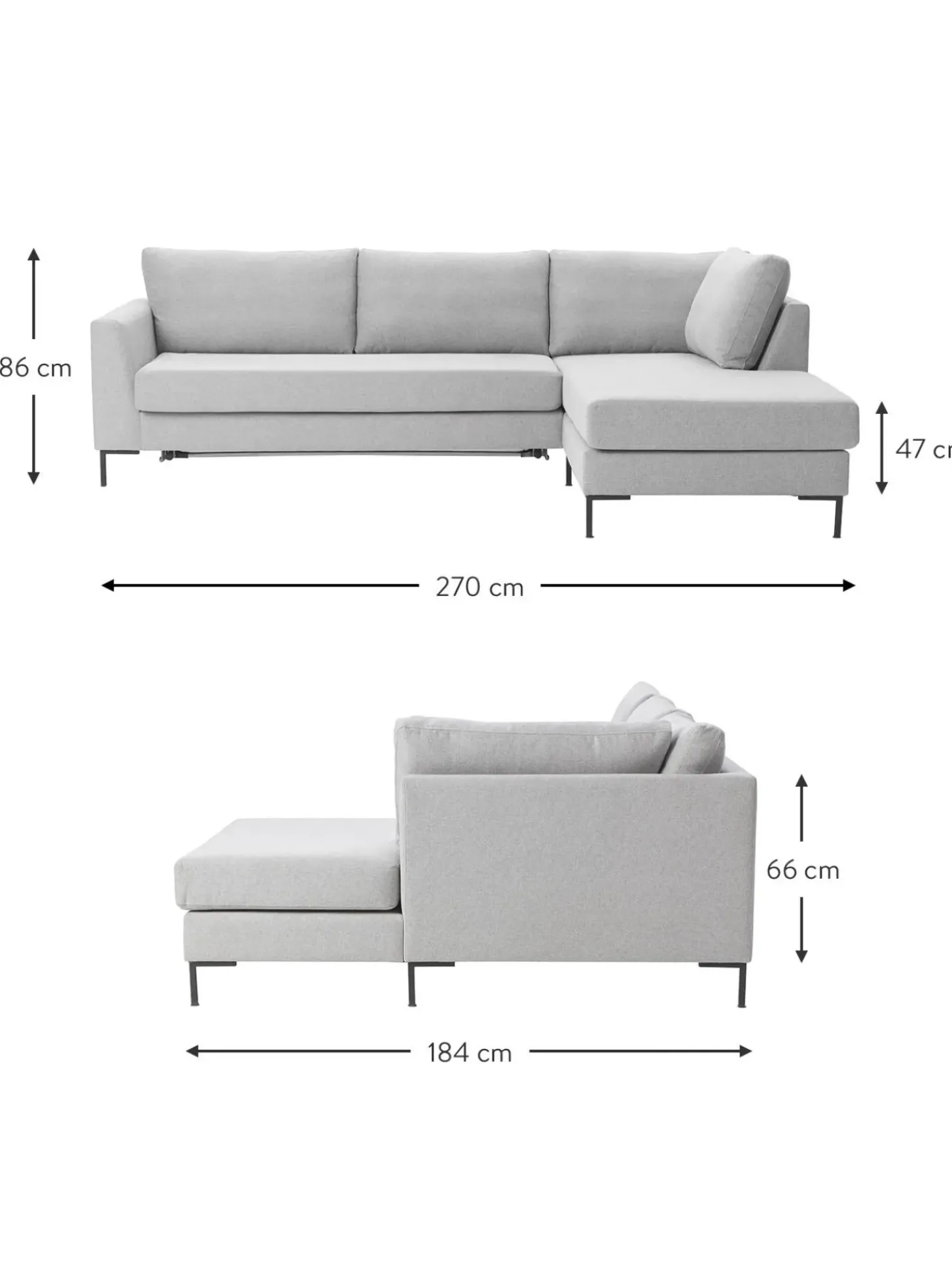 Sofa Rinconera Cama Luna (3 Plazas), Con Colchon