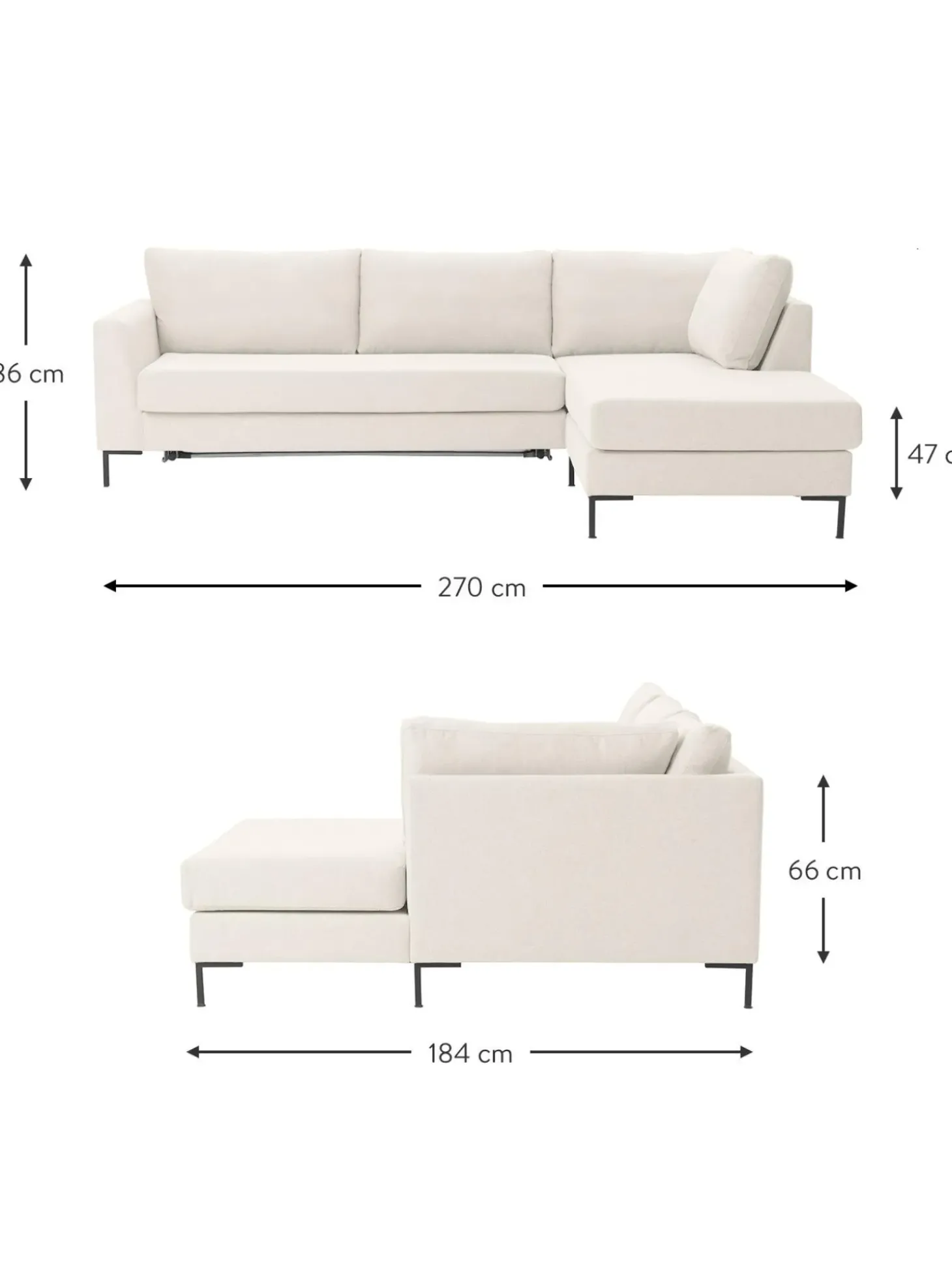Sofa Rinconera Cama Luna (3 Plazas), Con Colchon