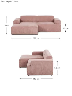 Sofa Rinconera De Pana Melva (3 Plazas)