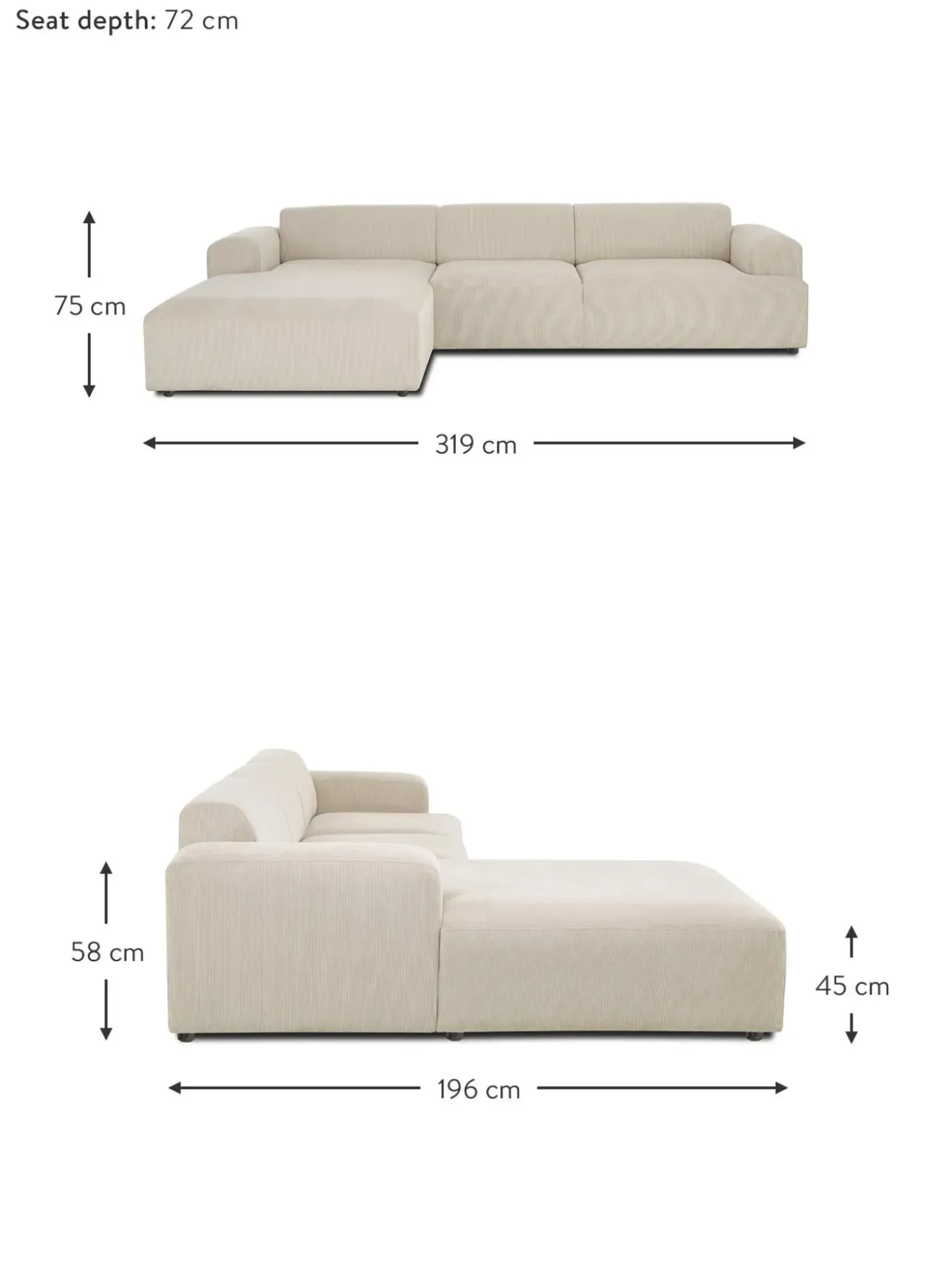 Sofa Rinconera De Pana Melva (4 Plazas)