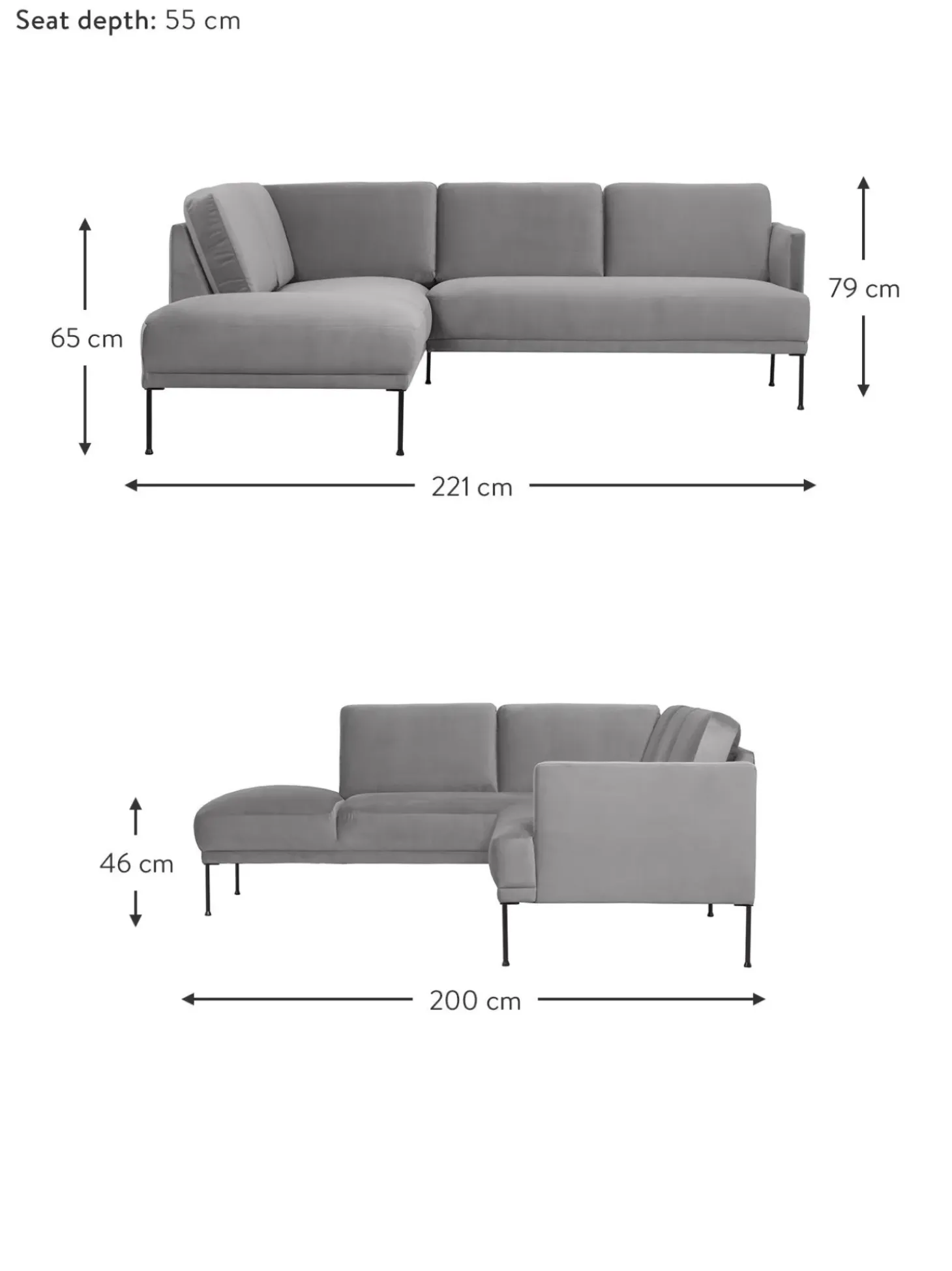 Sofa Rinconera De Terciopelo Fluente