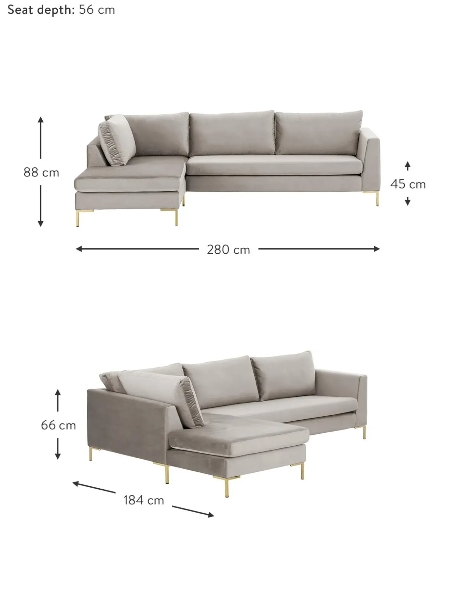 Sofa Rinconera De Terciopelo Luna