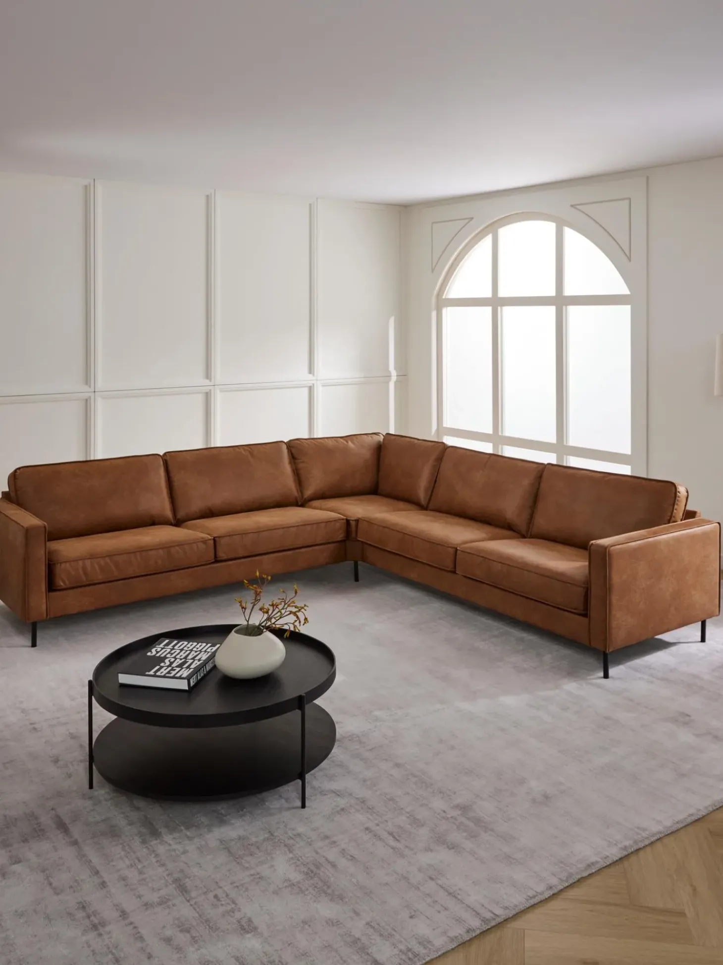 Sofa Rinconera Extra Grande De Cuero Reciclado Hunter