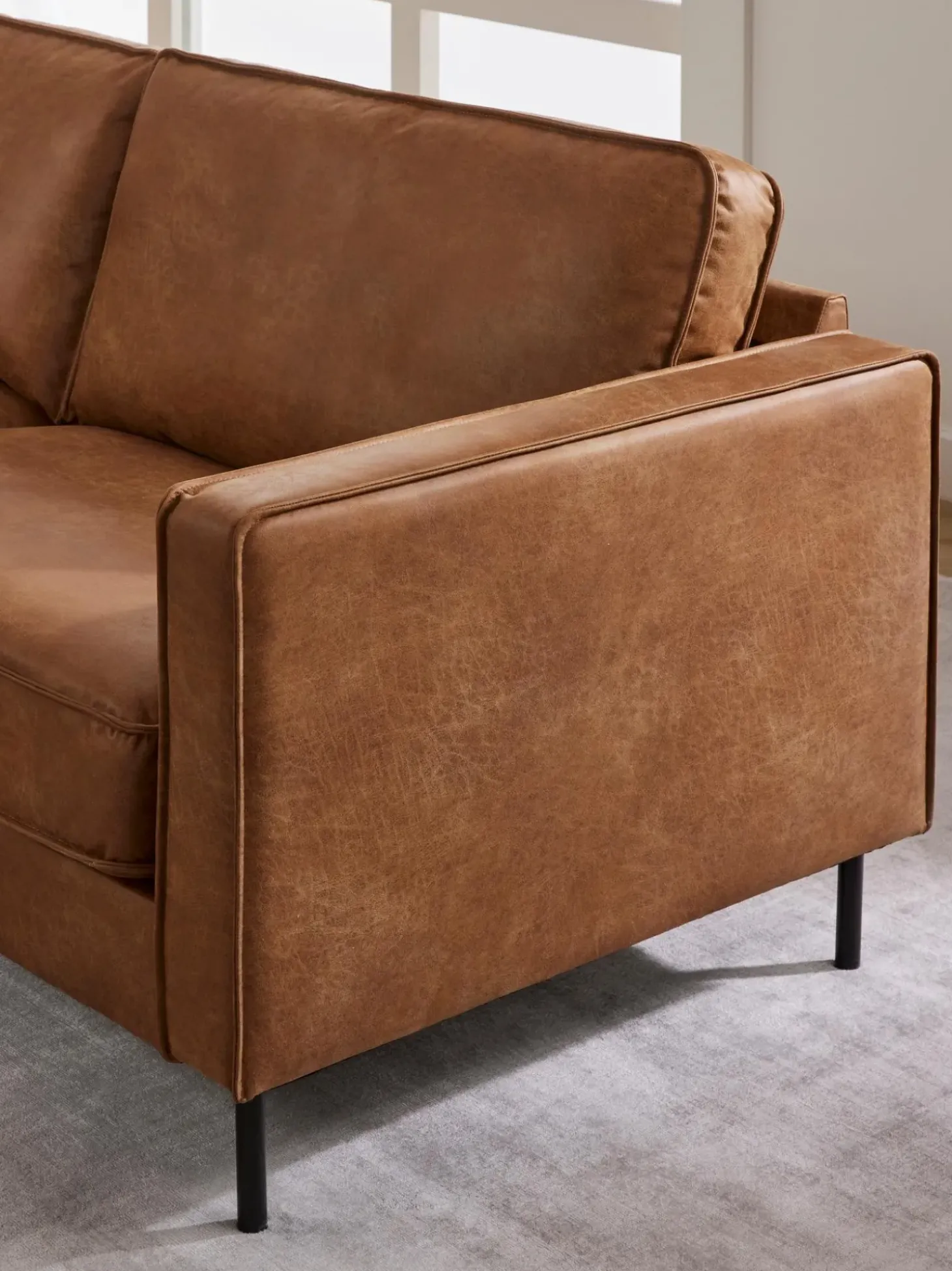 Sofa Rinconera Extra Grande De Cuero Reciclado Hunter