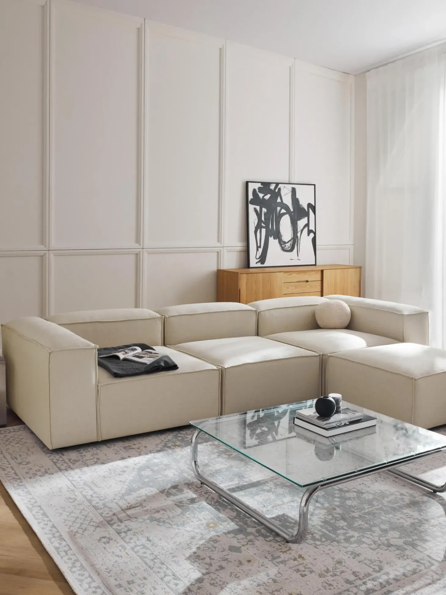 Sofa Rinconera Modular Con Reposapies Lennon (4 Plazas)