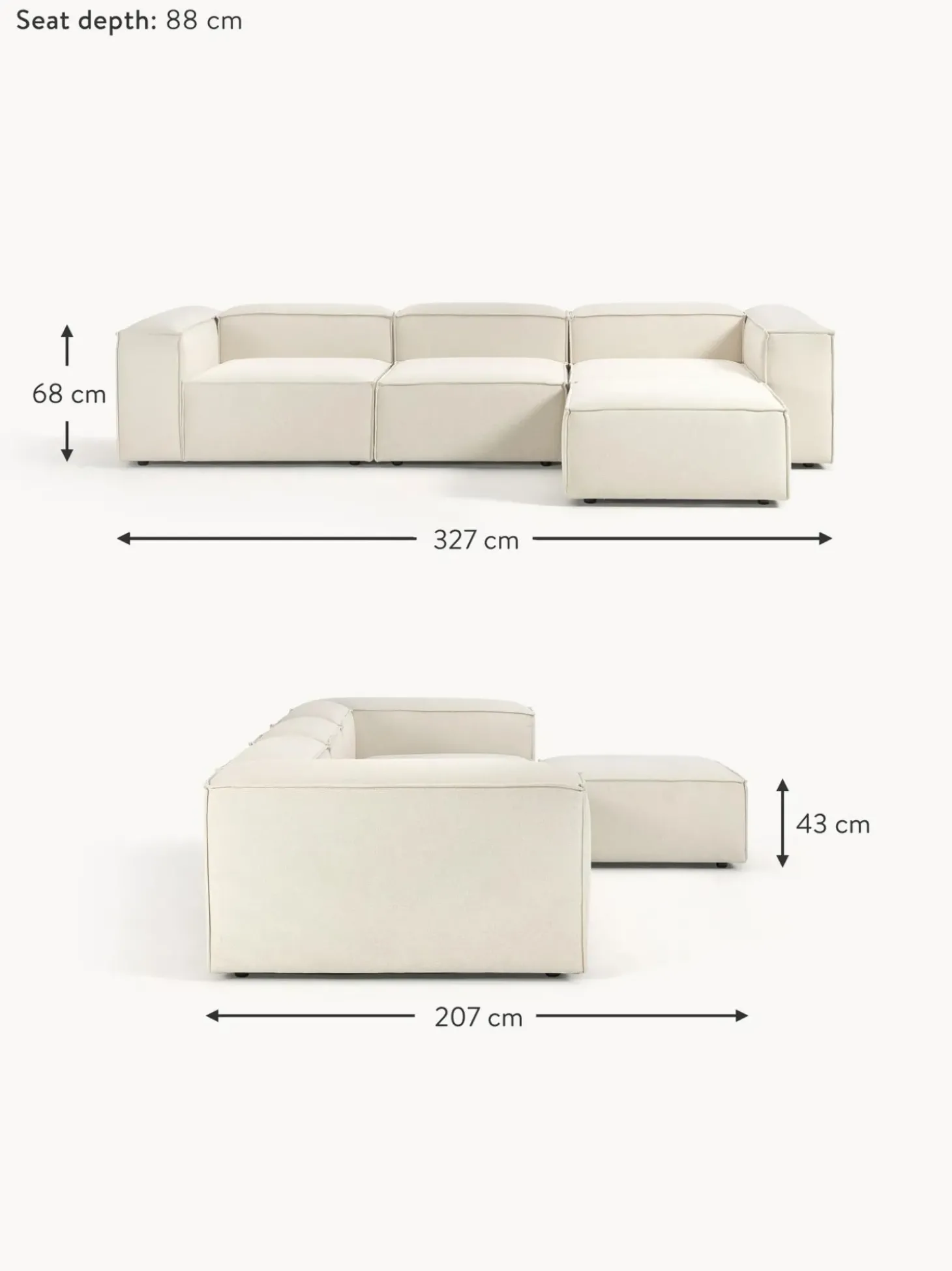 Sofa Rinconera Modular Con Reposapies Lennon (4 Plazas)