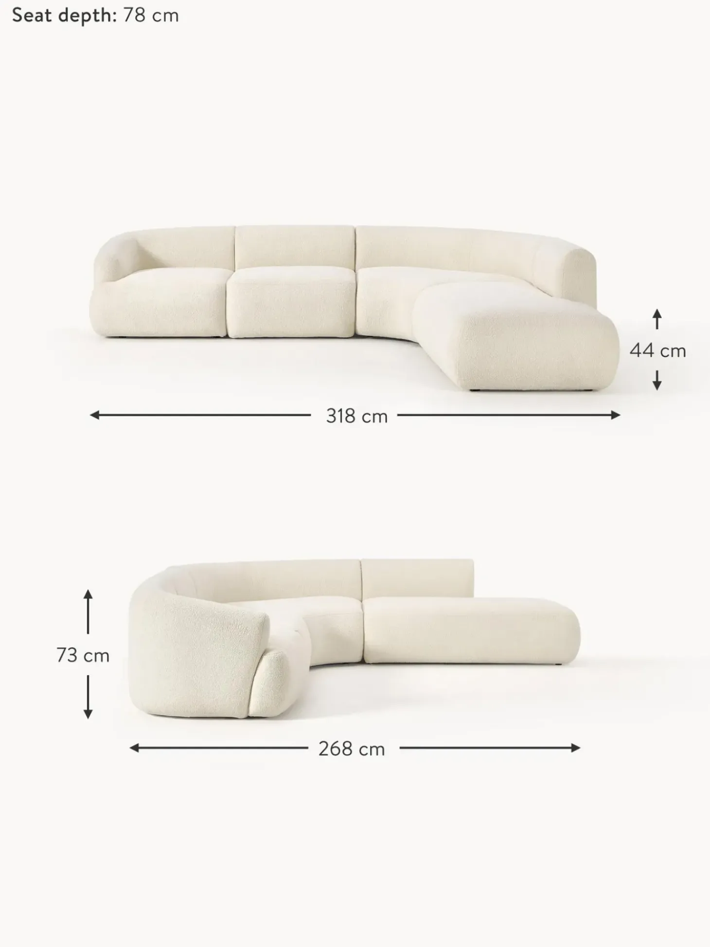 Sofa Rinconera Modular De Borreguillo Sofia (4 Plazas)