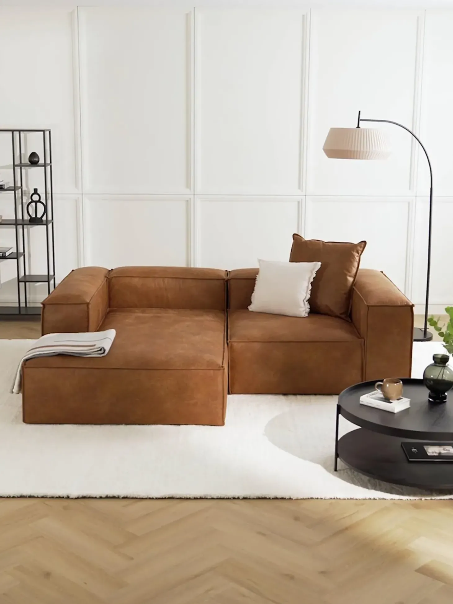 Sofa Rinconera Modular De Cuero Lennon