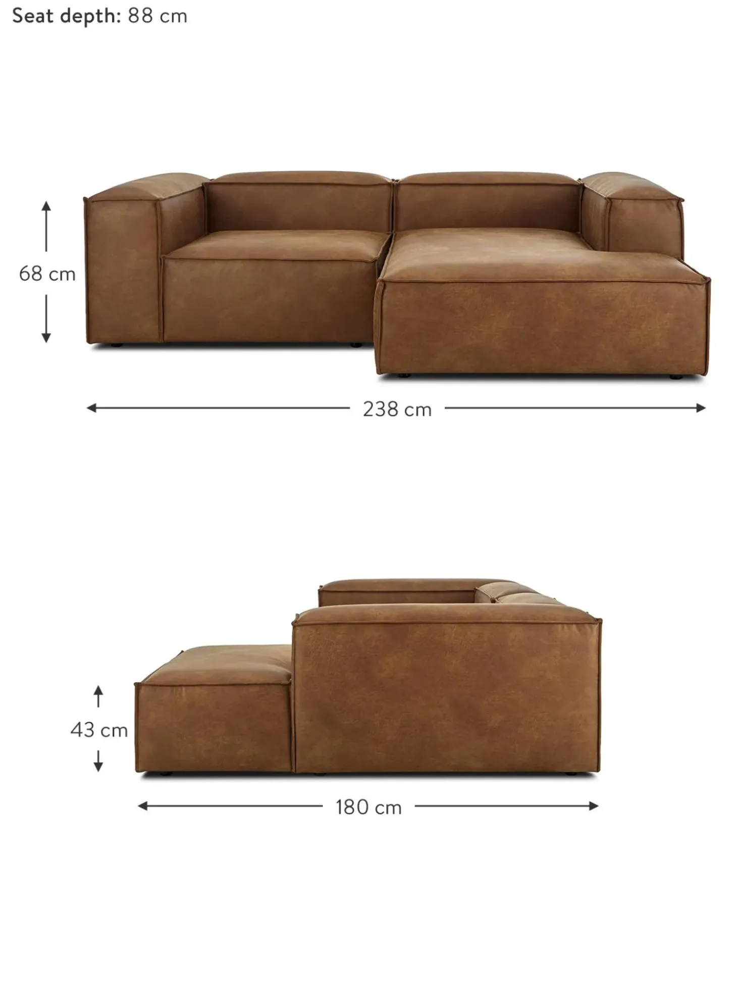 Sofa Rinconera Modular De Cuero Lennon