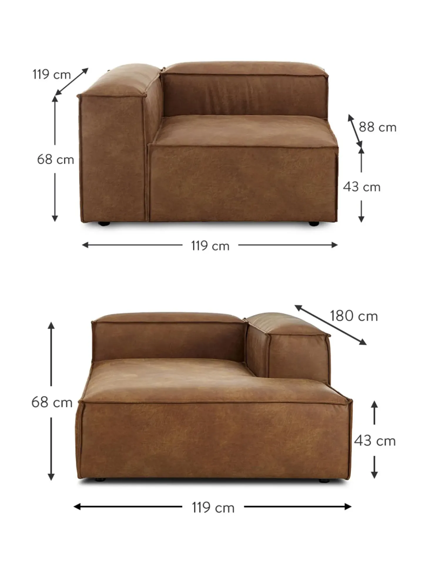 Sofa Rinconera Modular De Cuero Lennon