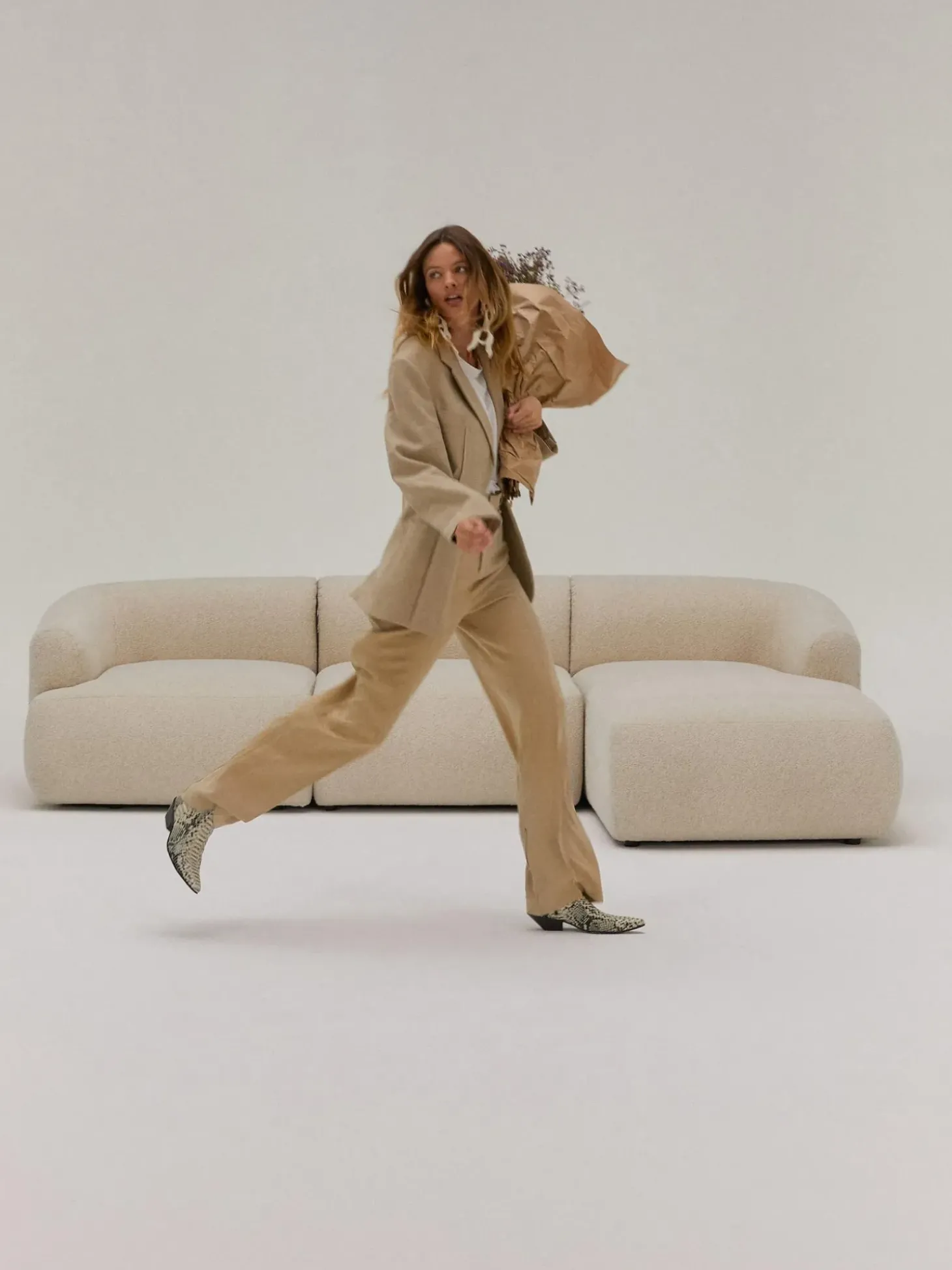 Sofa Rinconera Modular En Tejido Boucle Sofia (3 Plazas)