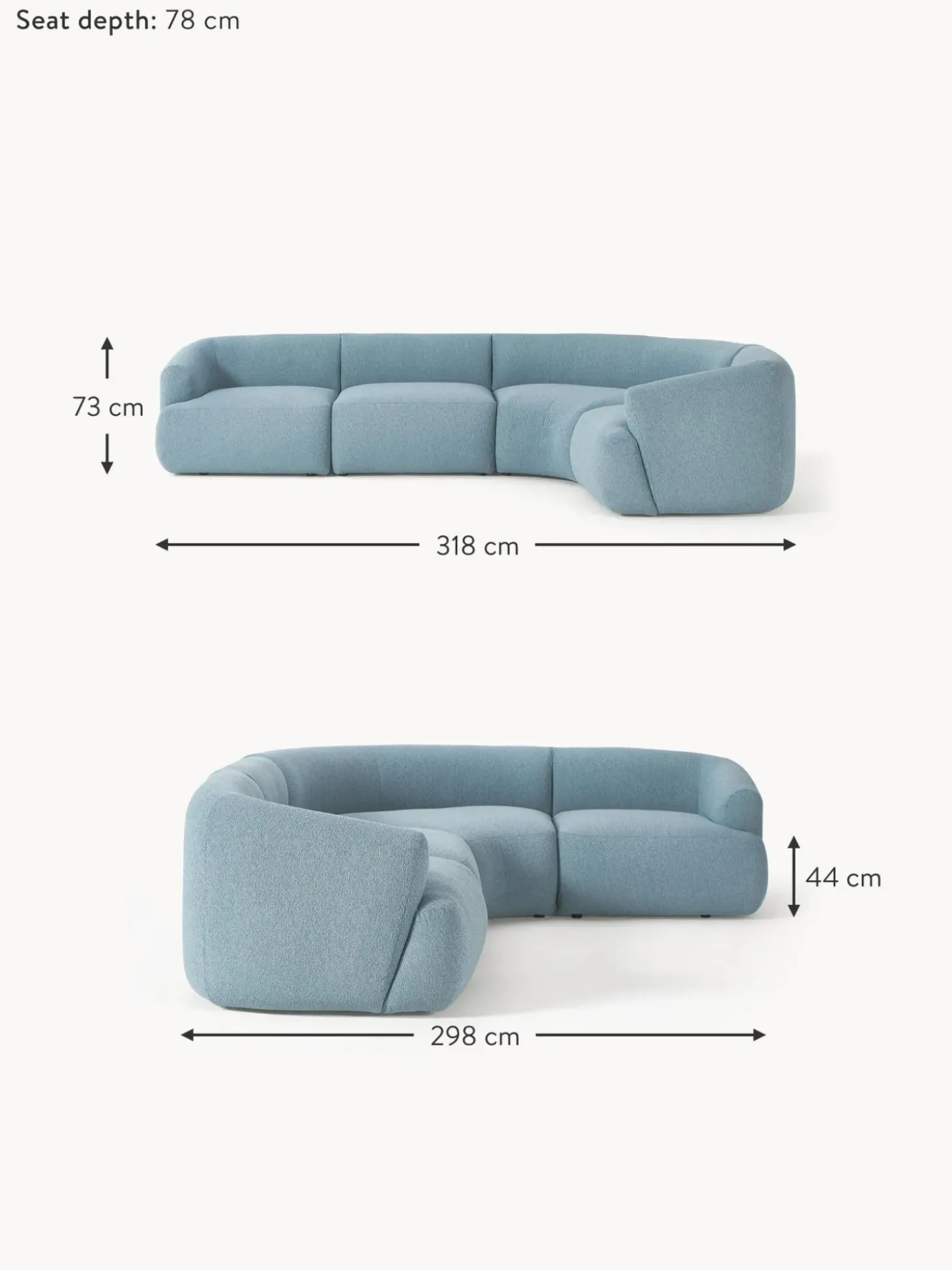 Sofa Rinconera Modular En Tejido Boucle Sofia (4 Plazas)