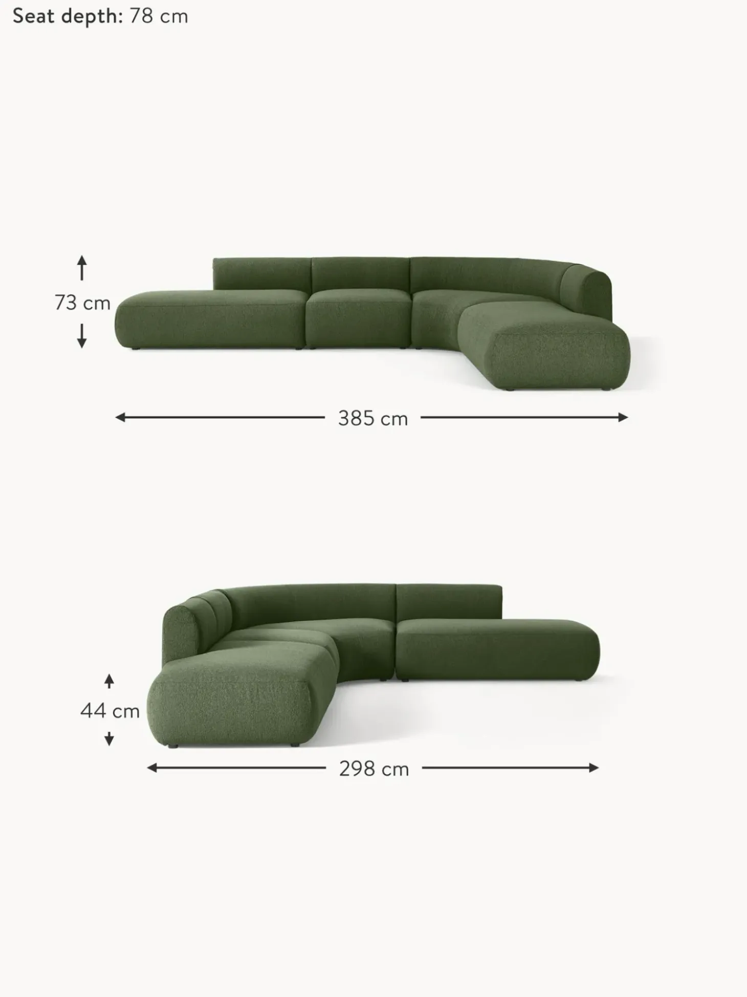 Sofa Rinconera Modular En Tejido Boucle Sofia (4 Plazas)